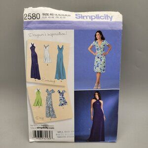 Simplicity Misses Knit Dresses Pattern #2580 Size 14 - 22 Complete